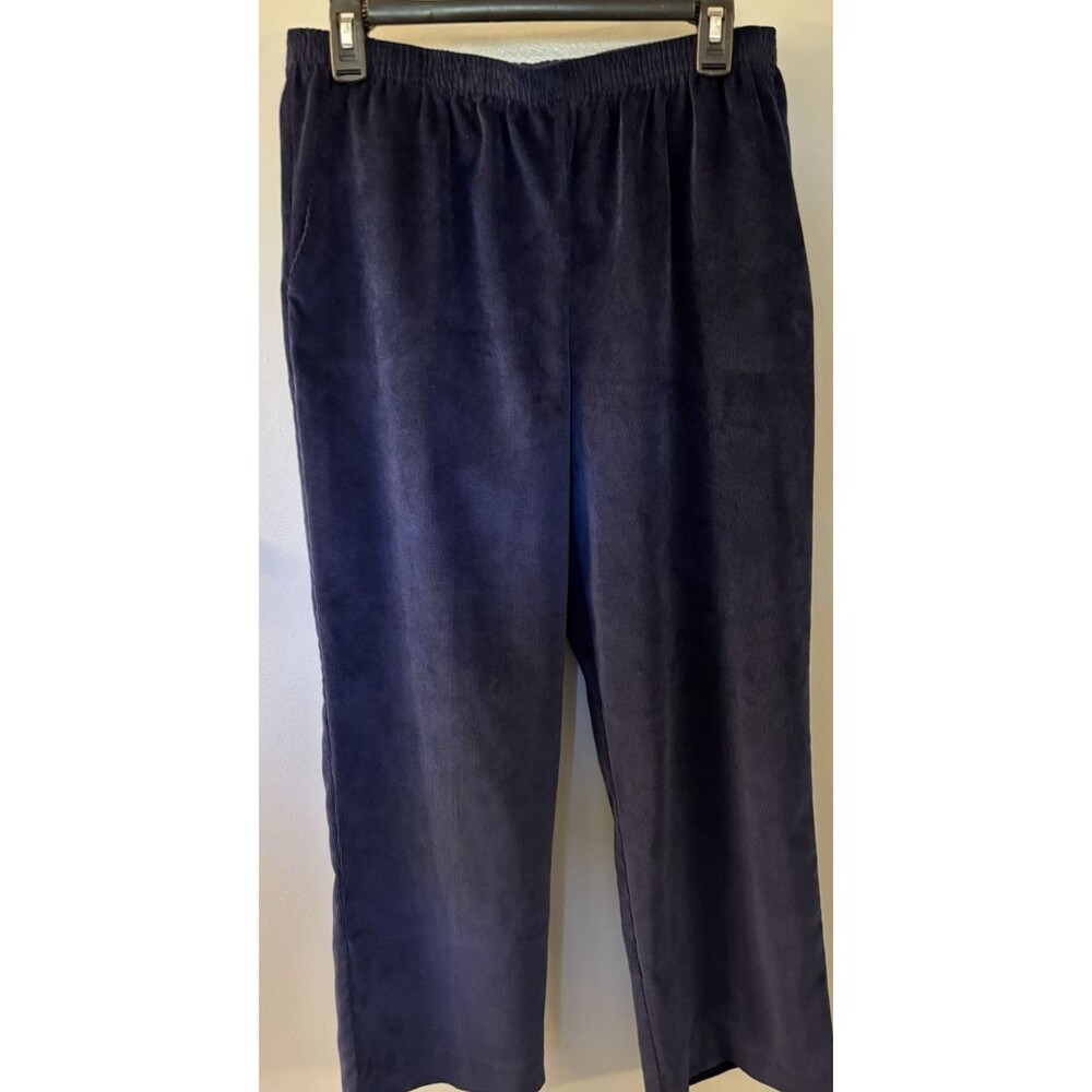 Alfred Dunner Size 12p Corduroy Navy Blue Elastic Waist NWOT